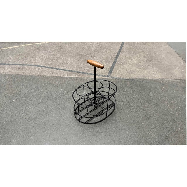 Mid-Century Teak and Metal Bottle Holder in the style of String For Sale - Image 11 of 11