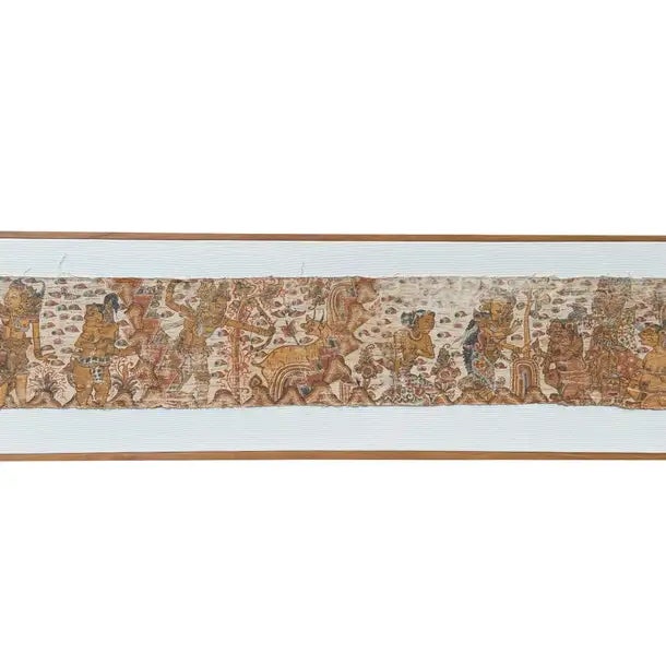 Textile Bali Hindu Textile Framed 'Kamasan' Painting, Indonesia C. 1900 For Sale - Image 7 of 14