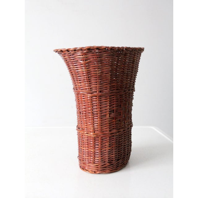 Vintage Wicker Basket Vase For Sale - Image 9 of 10