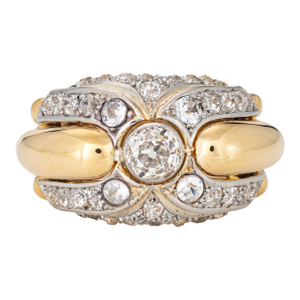 1940s Portuguese 2.50ct Diamond Ring 19k Yellow Gold Platinum Band Sz 6.5 Jewelry
