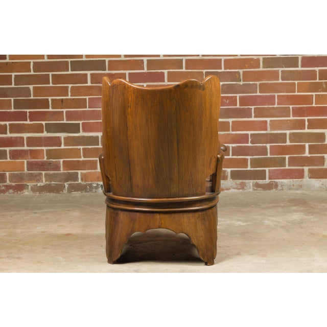 Rustic 19th Century English Walnut Lambing Chair with Carved Base For Sale - Image 12 of 12