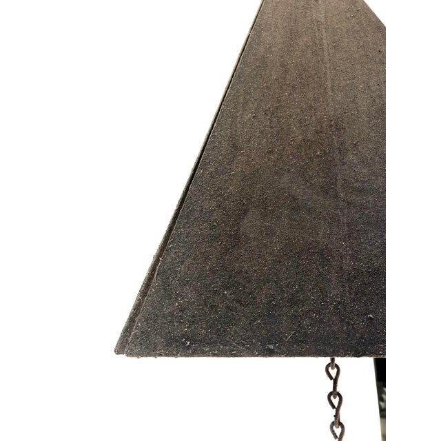 Mid Century Iron Wind Chime Heavy Hanging Distressed Iron Sculpture For Sale - Image 9 of 11