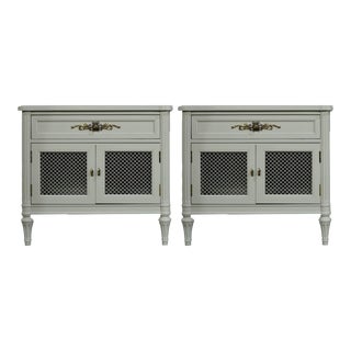 1970s Transitional Nightstands in Jade by Henredon a Pair - Newly Painted For Sale