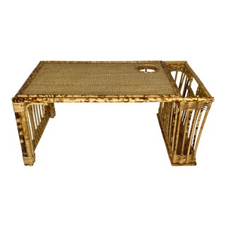 Mid 20th Century Boho Rattan Bamboo Wicker Breakfast in Bed Tray For Sale