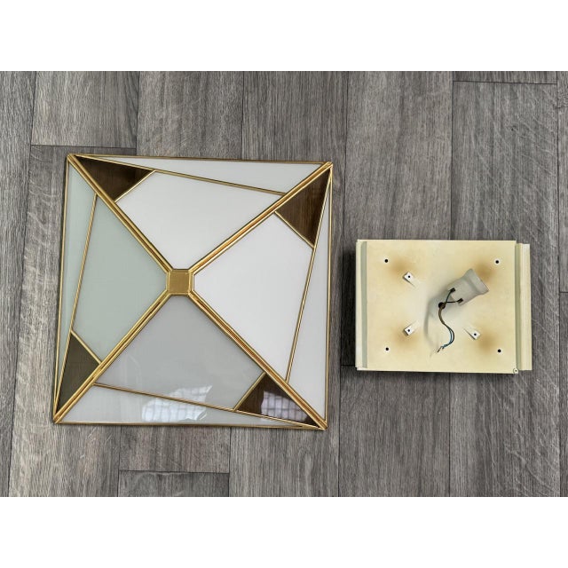 Vintage Pyramid Ceiling Lamp in Glass and Metal, 1970s For Sale - Image 11 of 12