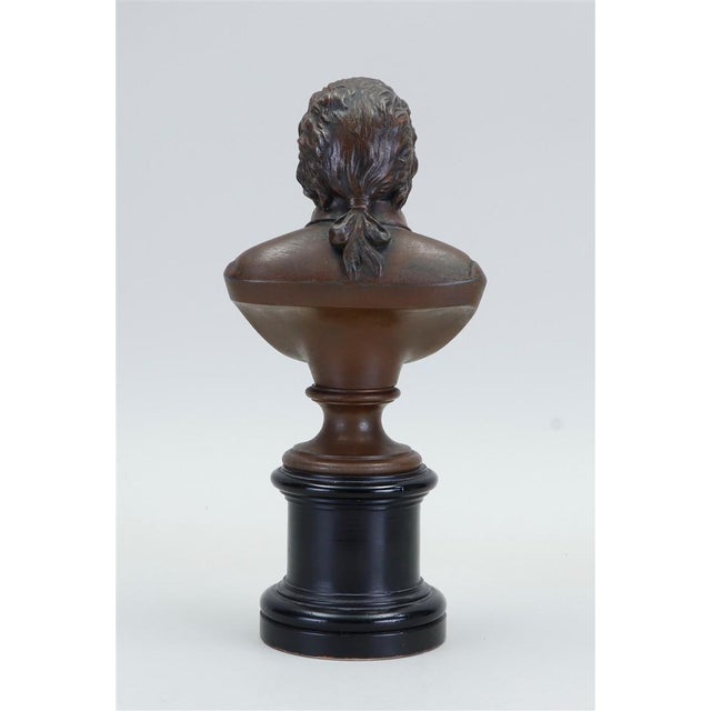 Classical 19th-Century French Patinated Bronze Bust of Wolfgang Amadeus Mozart For Sale - Image 4 of 5