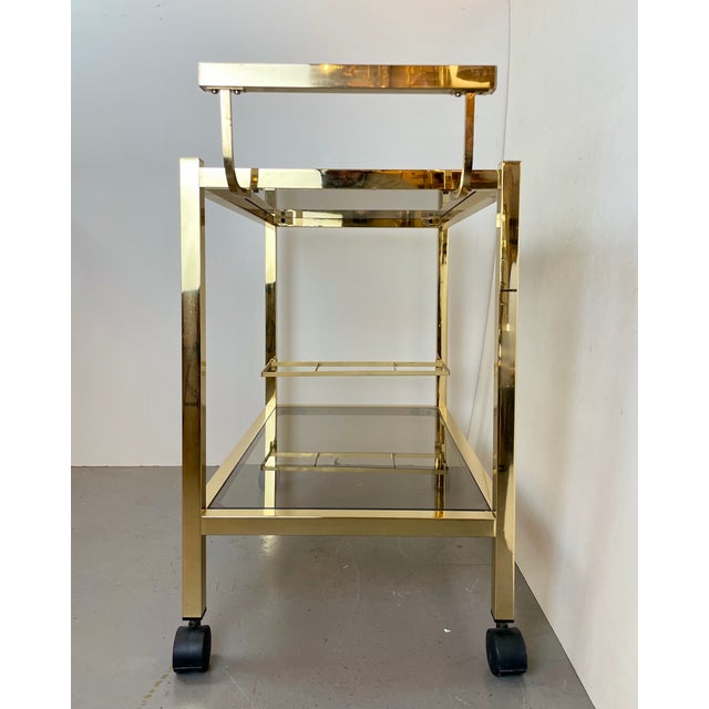 Hollywood Regency Gold Bar Cart, 1980s For Sale - Image 12 of 15