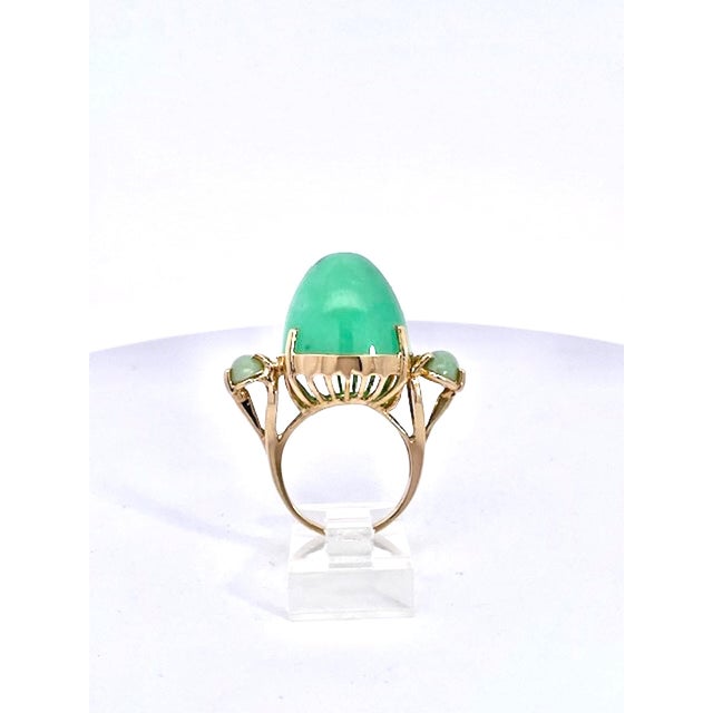 Metal Chrysoprase Bullet Ring, Size 7 For Sale - Image 7 of 7