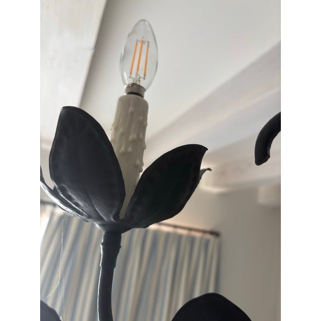 Late 19th Century French Wrought Iron and Cast Metal 3-Light Chandelier For Sale - Image 4 of 13