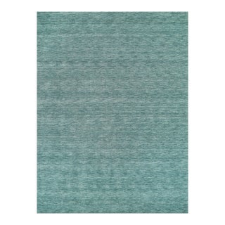 Exquisite Rugs Roche Handmade New Zealand Wool Soft Teal Rug-8'X10' For Sale