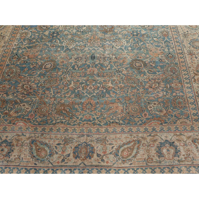 Antique Persian Tabriz Rug in Blue and Brown For Sale In New York - Image 6 of 8