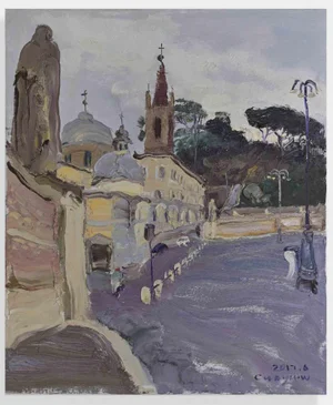 Wang Cun Yu, View of Trinità dé Monti, Rome, 2017, Oil on Canvas