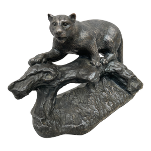 Vintage Van Wolf Cougar Bronze Sculpture