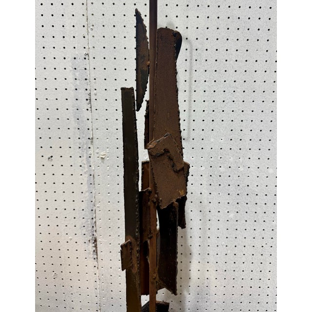 Onyx Vintage Brutalist Brutal Unsigned Harry Balmer Abstract Steel Cubist Table Lamp For Sale - Image 8 of 12