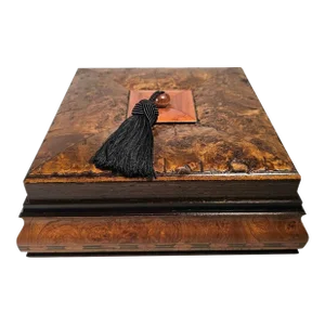 Late 20th Century Inlaid Exotic Burl Woods Box With Lid