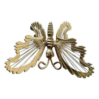 1960s Napier Gold Butterfly Brooch For Sale