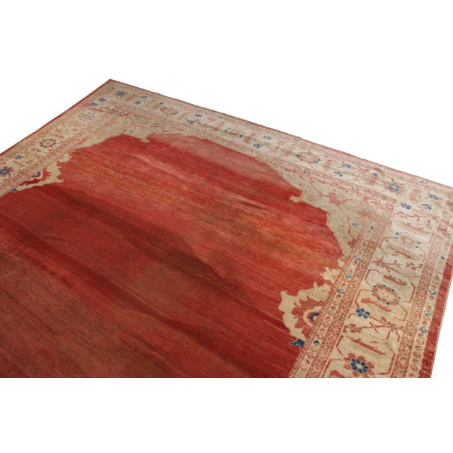 Hand-Knotted Antique Persian Sultanabad Rug in Red Open Field and Floral Border For Sale - Image 4 of 5
