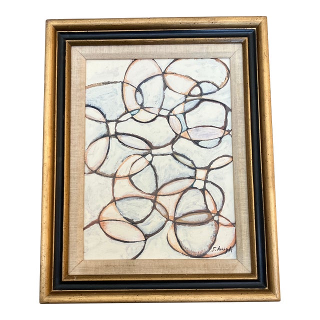 Contemporary Stephen Heigh Abstract Painting “Puddle” Vintage Frame For Sale