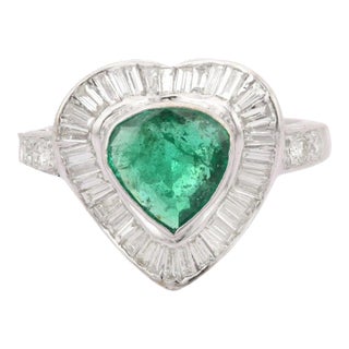 1.2ct Heart Shape Diamond Halo Cluster Ring in 18k White Gold For Sale