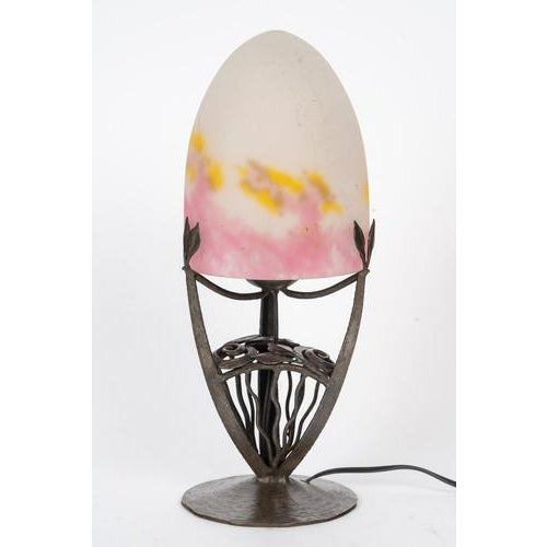 This authentic Muller table lamp, dating from circa nineteen thirty, is a classic example of the French Art Deco movement....