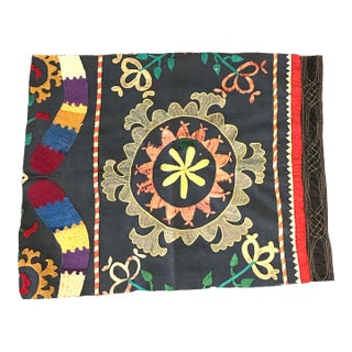 Colorful Floral Embroidered Vintage Suzani Fragment For Sale