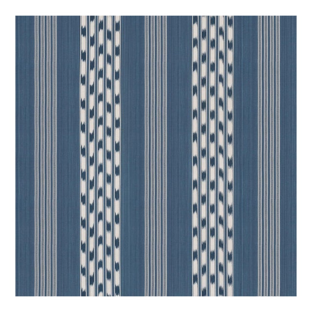 Sample - Schumacher Deja Stripe Fabric in Indigo For Sale
