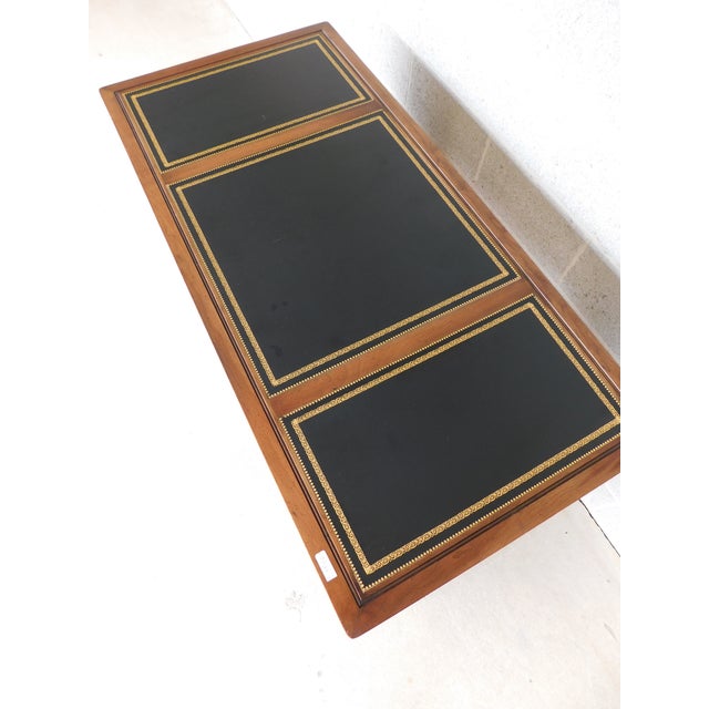 Sligh Campaign Faux Bamboo 3 Part Tooled Leather Top Desk 54 W Chairish