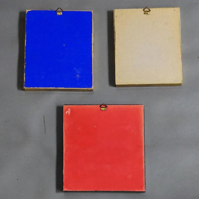 Gold Three Vintage Behind Glass Paintings With Biedermeier Scenes For Sale - Image 8 of 8