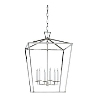 Large Chapman & Myers Visual Comfort Darlana - Large Lantern in Polished Nickel For Sale