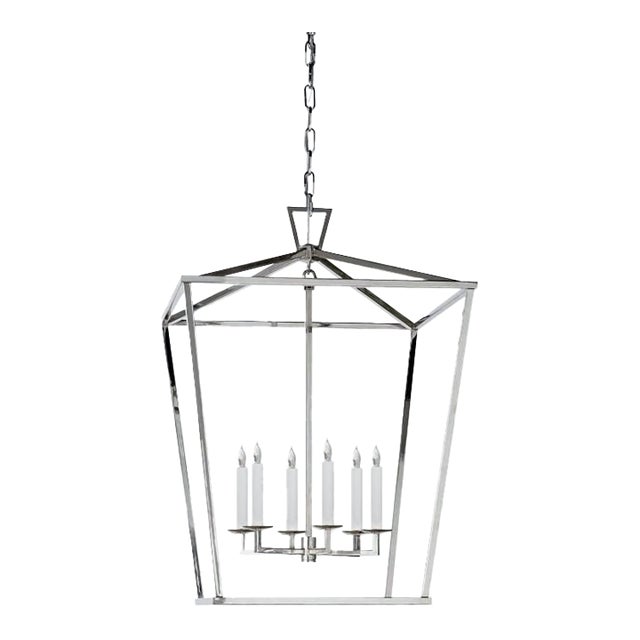 Large Chapman & Myers Visual Comfort Darlana - Large Lantern in Polished Nickel For Sale