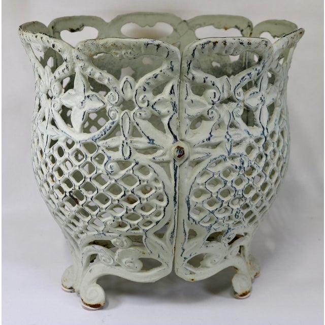 Large Vintage Cast Iron Victorian Style Open Lacework Planter For Sale In Cincinnati - Image 6 of 11