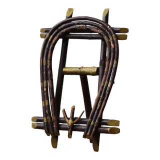 Antique Adirondack Twig Picture Frame, Circa Early 20th Century + Vintage Photograph of Two Men on a River, Circa Early 20th Century For Sale