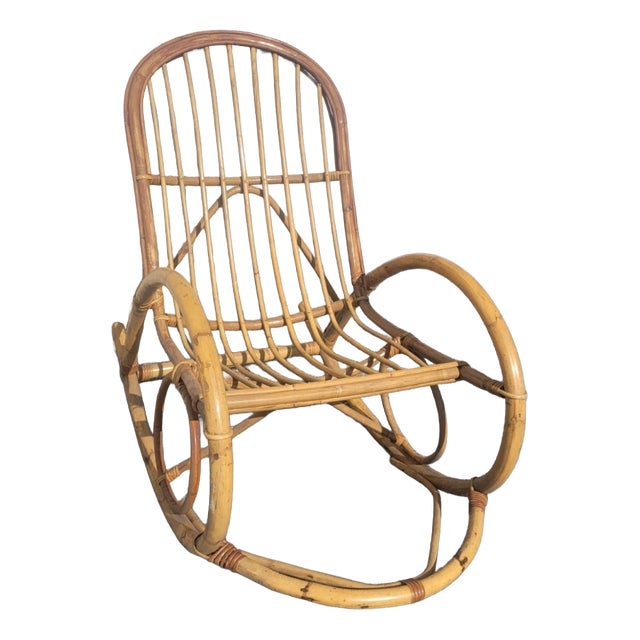Vintage Bamboo Rocking Chair, 1960s For Sale