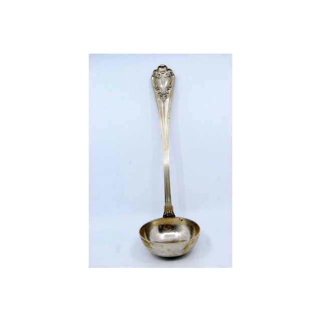 Silver Soup Ladle with Crimped and Embossed Handle For Sale - Image 6 of 7