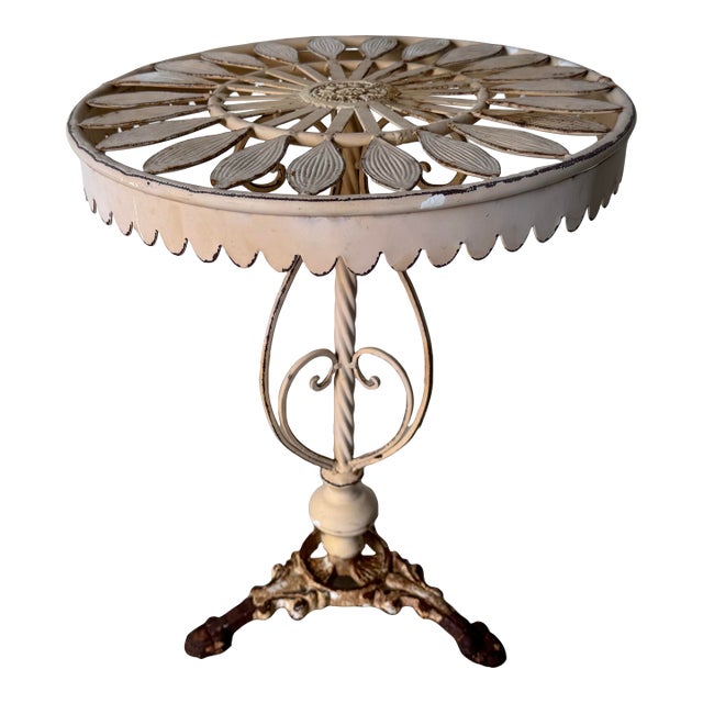 Vintage French Style Metal Garden Side Table / Plant Stand For Sale