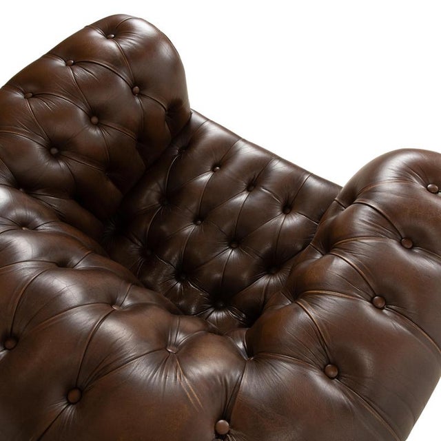 Chesterfield Chair in Brown Leather For Sale - Image 9 of 14