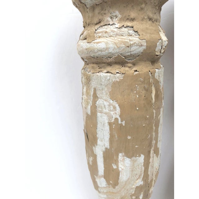 1920s French Wood Chippy Paint Balusters - a Pair For Sale - Image 9 of 10