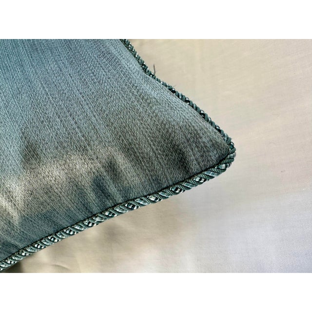 Set of 4 Custom Blue Green Silk-Cotton Pillows For Sale - Image 10 of 12