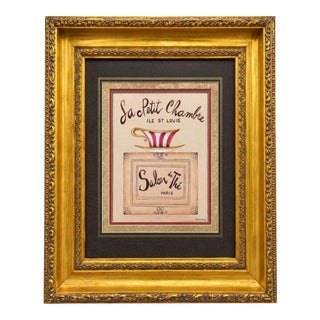 Late 20th Century Barbara Barry Salon De Thé Paris Print in Ornate Gold Frame For Sale