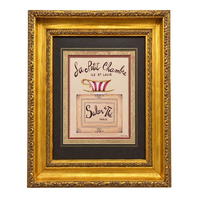 Late 20th Century Barbara Barry Salon De Thé Paris Print in Ornate Gold Frame For Sale