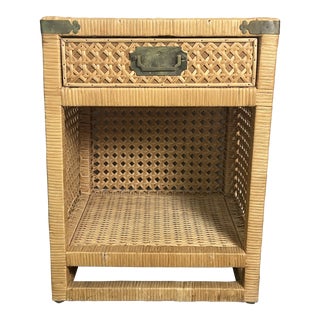 1970s Vintage Bielecky Brothers Campaign Style Cane Nightstand For Sale