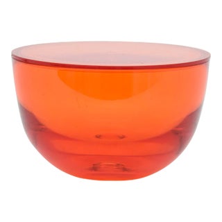 Orange Lidded Lucite Box For Sale