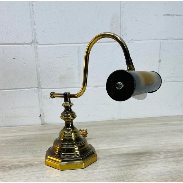 Metal Vintage 1980s Brushed Brass Desk Lamp For Sale - Image 7 of 8
