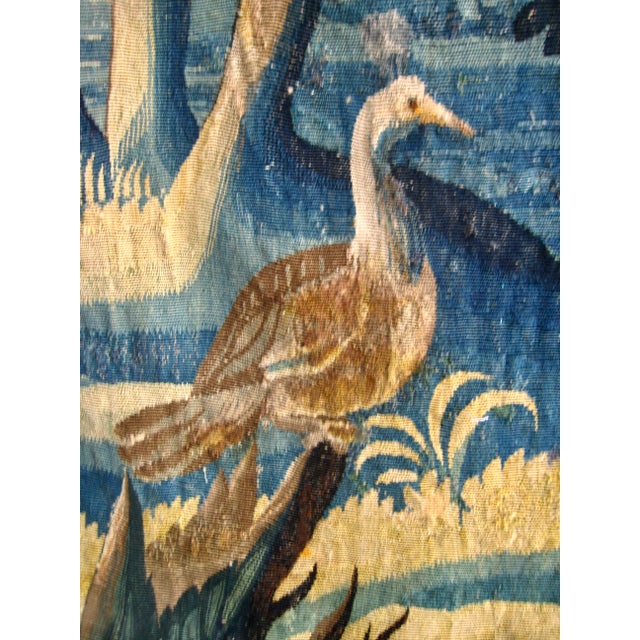 Flemish 18 Century Verdure Three Birds and Thistle Plant For Sale - Image 14 of 18