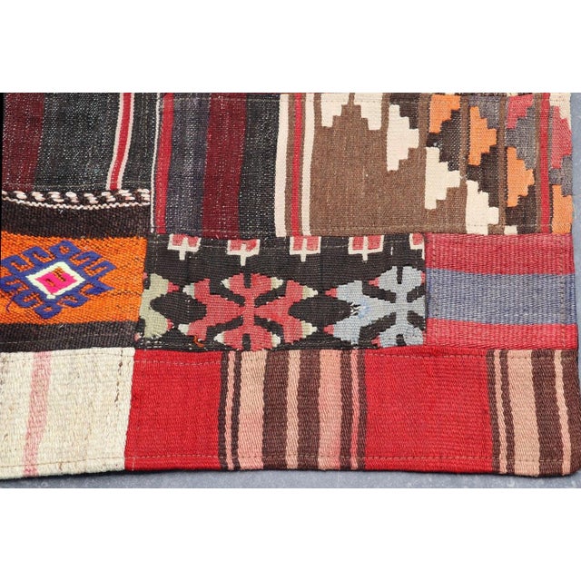 1960s Vintage Moroccan Handwoven Mcm Patchwork Kilim Rug Art