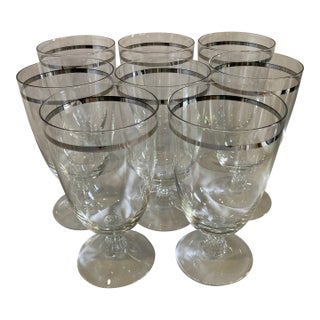 Vintage Fostoria Platinum Rim Water Glasses, Set of 8 For Sale
