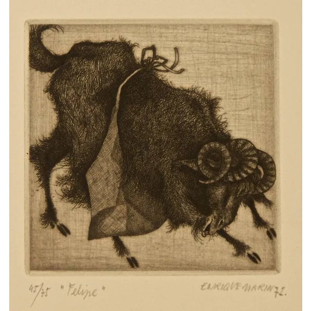 Original B/W etching realized by Enrique Marín in 1972. Hand signed, dated and titled in pencil. Edition of 75 prints. The...
