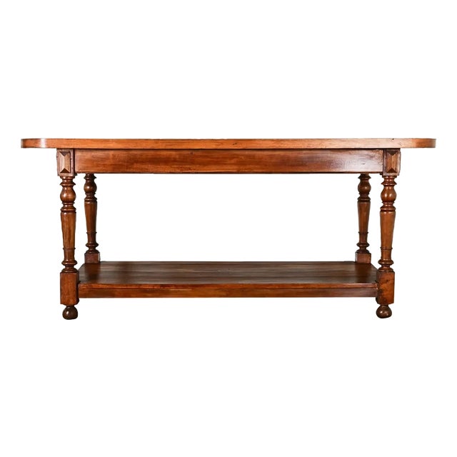 French 19th Century Oak Kitchen Island Work Table For Sale