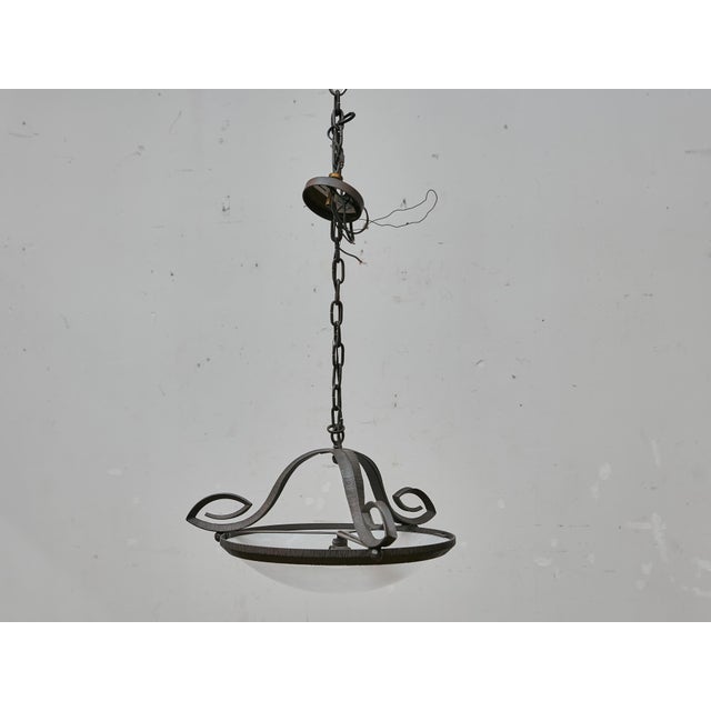 1930s French Alabaster and Hammered Iron Pendants - Pair For Sale - Image 18 of 18