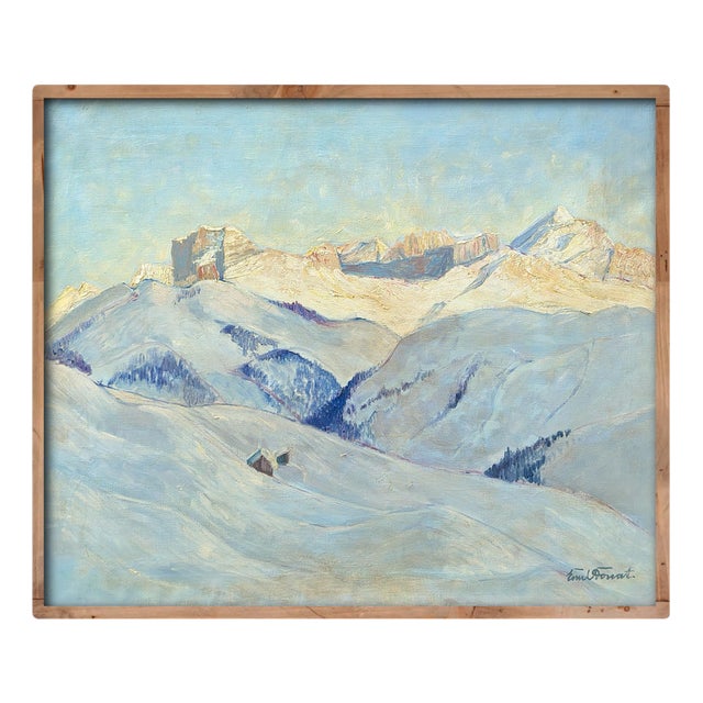 Emil Donat, Sunset Over the Dolomites, Early 1900s, Oil on Canvas For Sale